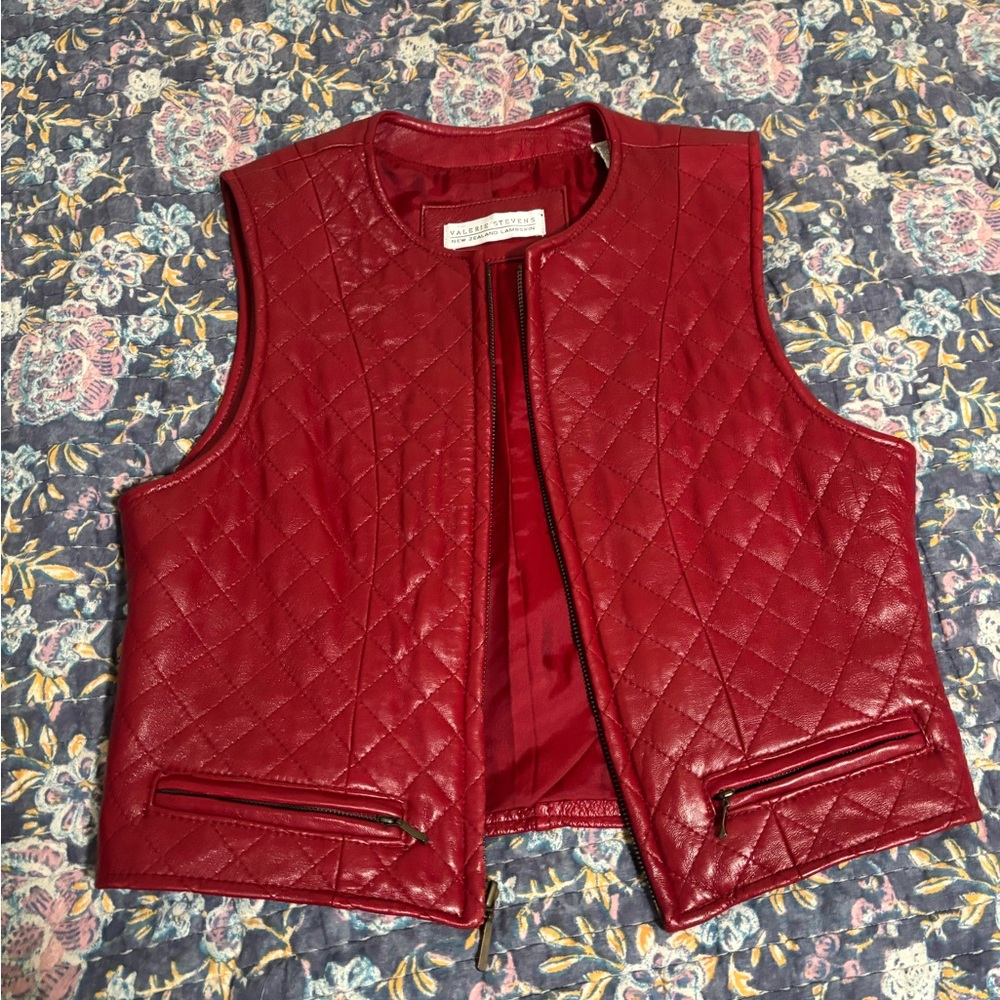 Quilted Red Leather Vest